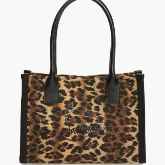 New Christian Louboutin Small Nastroloubi Leopard Print Canvas Tote - Picture 3 of 8